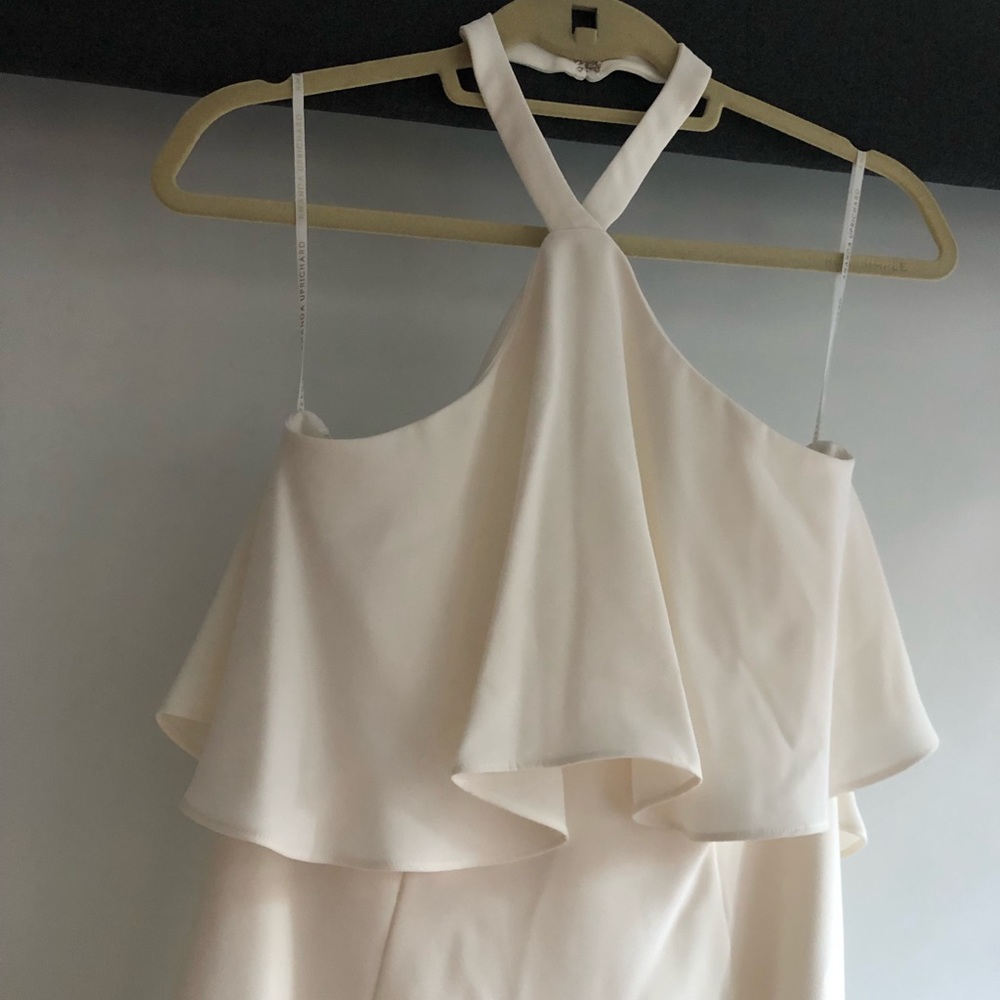 White Halter Neck Sleeveless Dress